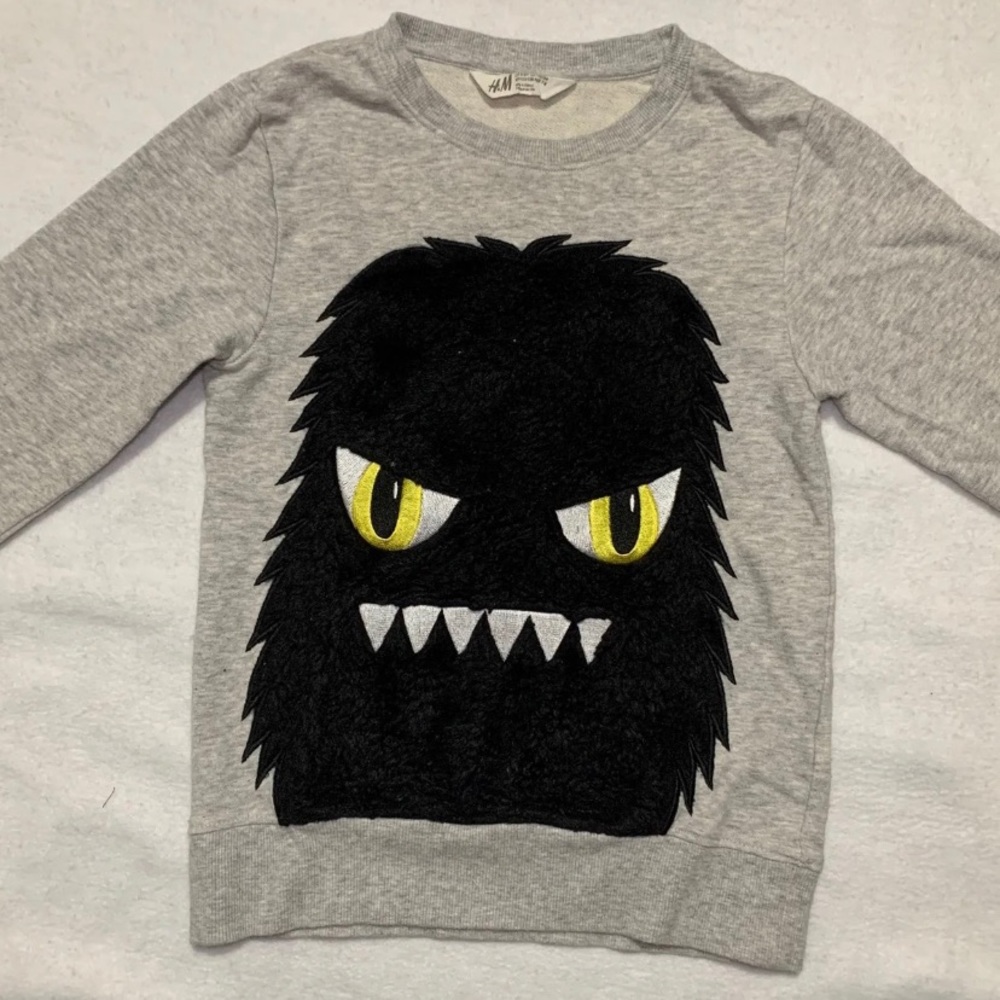Grey H&M Monster Kids Sweatshirt (size 6-8)